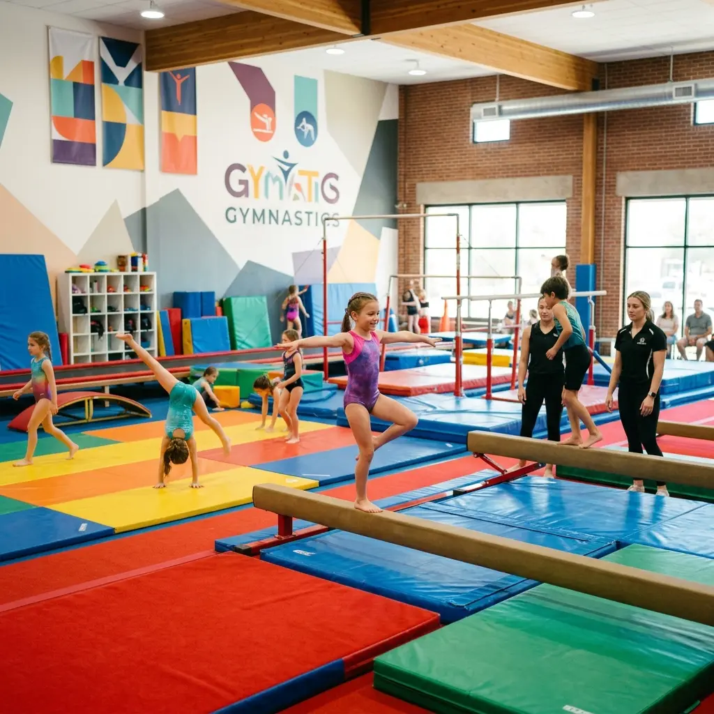 Bambina che pratica ginnastica in salotto